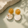 Amber & Ivory Resin Drop Earrings