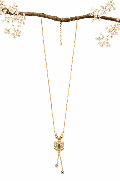 Emerald Bloom Tassel Necklace