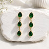 Emerald Trio Teardrop Drop Earrings