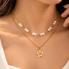 Golden Star Pearl Layered Necklace