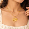 Golden Sunburst Pendant Necklace