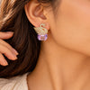 Lavender Swan Crystal Drop Earrings