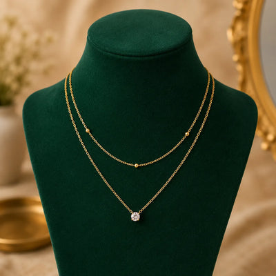 Layered Crystal Drop Necklace