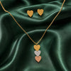 Trio Hearts Multitone Pendant Necklace