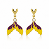 Korean Heart Shaped Pearl Purple Gradient Fishtail Earrings