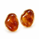 Amber Stone Gold Stud Earrings 3