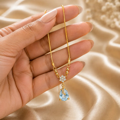 Aqua Dew Crystal Drop Necklace