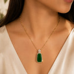Aurelia Emerald Halo Pendant Necklace 4