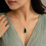 Aurelia Emerald Halo Pendant Necklace 3