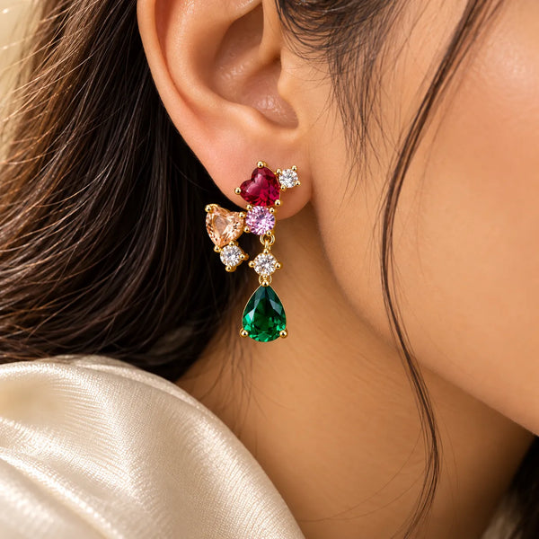 Avira Multicolour Heart Drop Earrings
