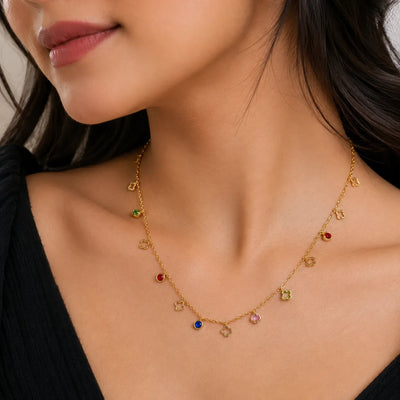 Celeste Multicolour Clover Charm Necklace