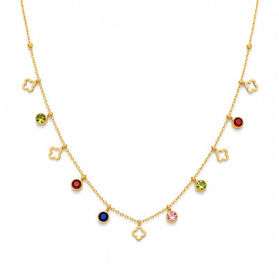 Celeste Multicolour Clover Charm Necklace