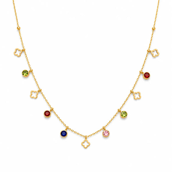 Celeste Multicolour Clover Charm Necklace