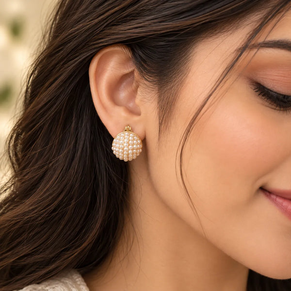 Celestia Pearl Cluster Hoop Earrings