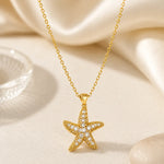 Celestial Starfish Crystal Pendant Necklace 2