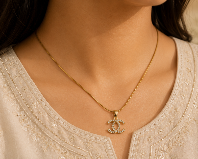 Crystal Luxe Monogram Necklace