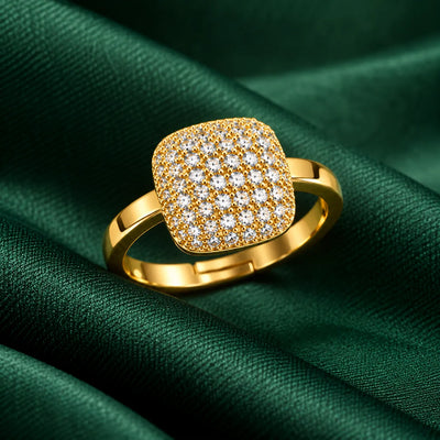 Crystal Square Gold Ring