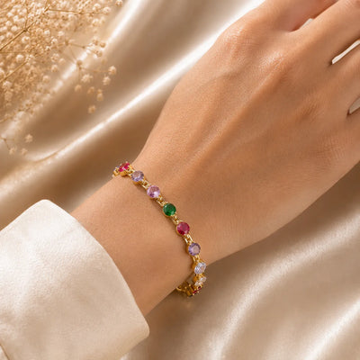Elara Rainbow Crystal Tennis Bracelet