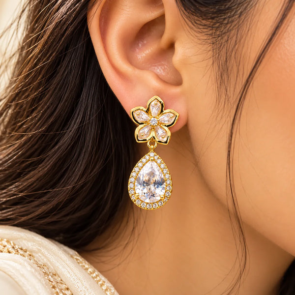 Elira Crystal Blossom Drop Earrings