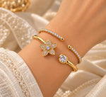 Elora Crystal Blossom Double Cuff Bracelet 1