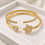 Elora Crystal Blossom Double Cuff Bracelet 2