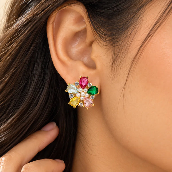 Elowen Multicolour Floral Stud Earrings