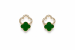 Emerald Clover Crystal Stud Earrings 5