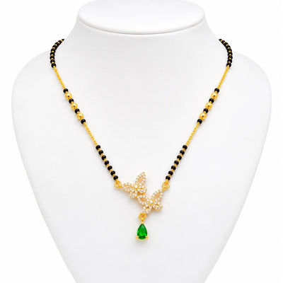 Emerald Butterfly Crystal Drop Mangalsutra