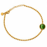 Emerald Glow Gold Beaded Anklet 2