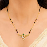 Emerald Grace Leaf Crystal Mangalsutra 1
