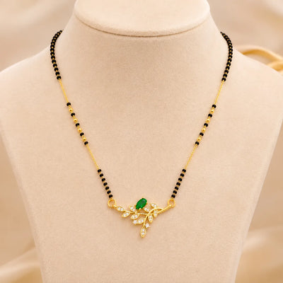 Emerald Grace Leaf Crystal Mangalsutra