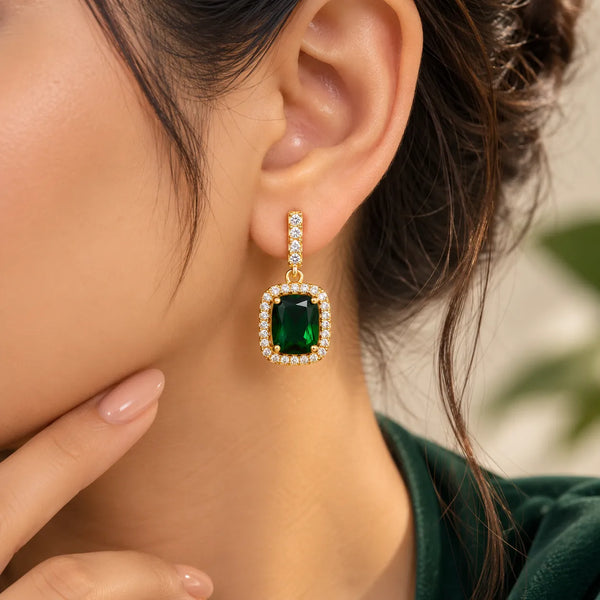 Emerald Radiance Crystal Drop Earrings