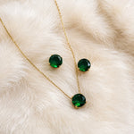 Emerald Solitaire Crystal Necklace set 3