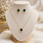 Emerald Solitaire Crystal Necklace set 4