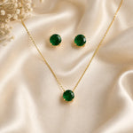 Emerald Solitaire Crystal Necklace set 2