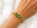 Emerald Trio Heart Crystal Bangle 4