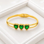 Emerald Trio Heart Crystal Bangle 3