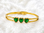 Emerald Trio Heart Crystal Bangle 5