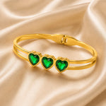 Emerald Trio Heart Crystal Bangle 2
