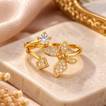 Crystal Butterfly & Heart Gold Ring 3