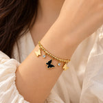 Golden Butterfly Crystal Charm Bracelet 1