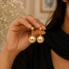 Gold Pearl Hanging Earrings