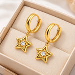 Golden Starlight Crystal Hoop Earrings 3
