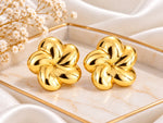Golden Bloom Sculpted Flower Stud Earrings 2