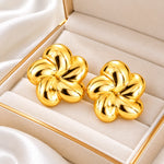 Golden Bloom Sculpted Flower Stud Earrings 3