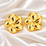 Golden Bloom Sculpted Flower Stud Earrings 5