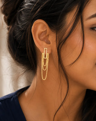 Golden Cascade Chain Earrings