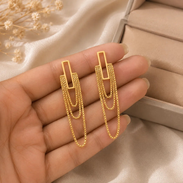 Golden Cascade Chain Earrings