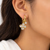 Golden Crystal Clover Charm Hoop Earrings