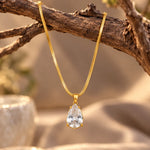Golden Crystal Teardrop Pendant Necklace 2
